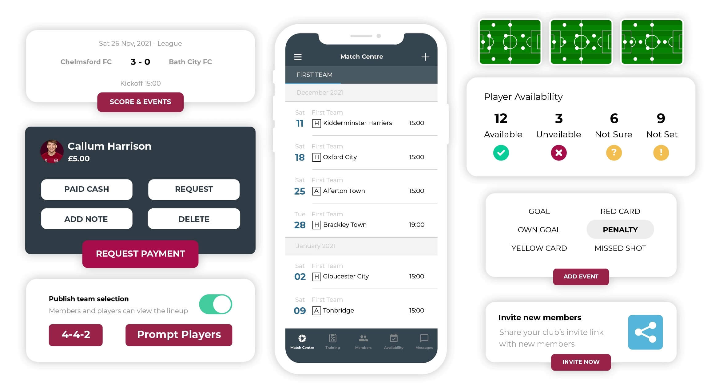 Pitchero Manager App Features