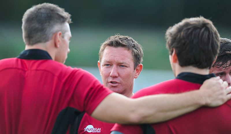 rugby coach talk to his players